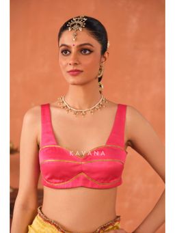 KAVANA - Women Embroidered Pink Patra Stitched Blouse