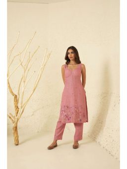 KAVANA - Women Embroidered Pink Bindu Kurta and Pant