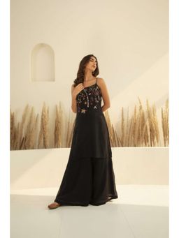KAVANA - Women Embroidered Black Shatee Kurta and Palazzo