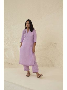 KAVANA - Women Embroidered Purple Vasant Kurta and Pant