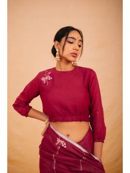 KAVANA - Women Embroidered Maroon Seti Stitched Blouse
