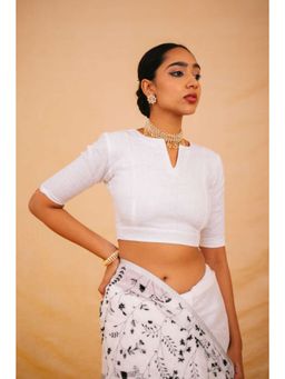 KAVANA - Women White V-Neck Bhavni Stitched Blouse
