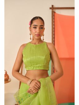 KAVANA - Women Green Surbhi Silk Linen Stitched Blouse