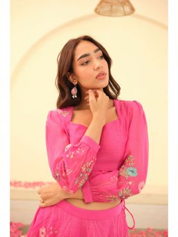 KAVANA - Women Embroidered Pink Alka Chanderi Stitched Blouse