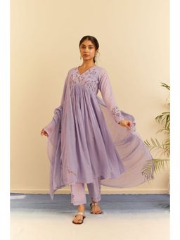 KAVANA - Women Embroidered Purple Shadab Kurta and Pant