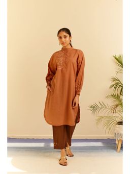 KAVANA - Women Embroidered Puff Sleeves Kairav Kurta with Pant