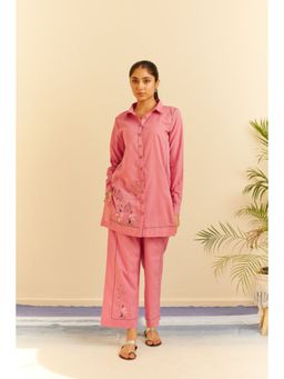 KAVANA - Women Embroidered Pink Sakura Kurta and Palazzo