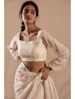 KAVANA - Women Cream Nilofar Chanderi Stitched Blouse