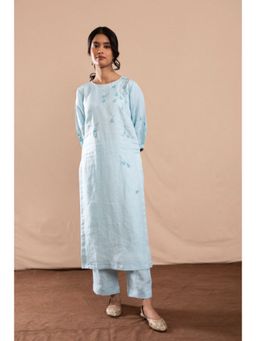 KAVANA - Women Floral Print Blue Shabnam Kurta and Pant