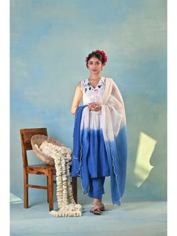 KAVANA - Women Embroidered Blue Amber Kurta with Pant