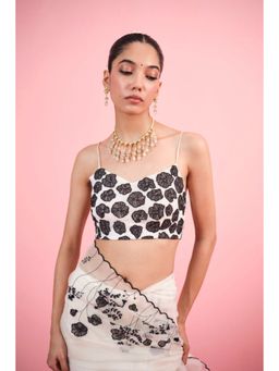 KAVANA - Women Floral Embroidered White Chandi Stitched Blouse