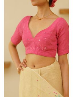 KAVANA - Tara Pink Linen Stitched Blouse