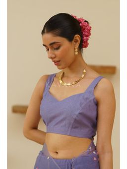 KAVANA - Women Purple Naher Chanderi Stitched Blouse