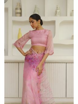 KAVANA - Women Pink Lekha Organza Stitched Blouse