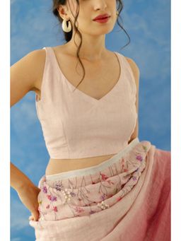 KAVANA - Women Pink Gulkand Linen Stitched Blouse