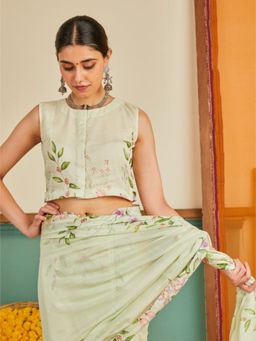 KAVANA - Women Floral Print Green Areej Stitched Blouse