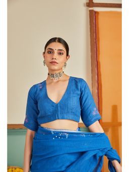 KAVANA - Women Embroidered Blue Aprajita Stitched Blouse