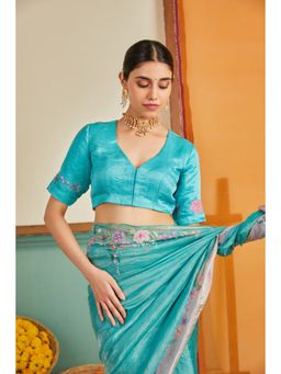 KAVANA - Women Floral Embroidered Turquoise Nasrin Stitched Blouse