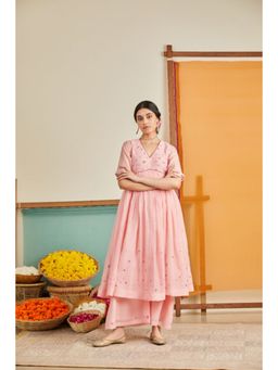 KAVANA - Women Embroidered Pink Aafreen Kurta with Palazzo
