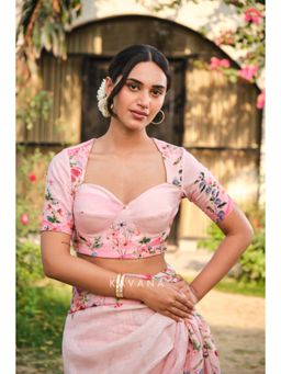 KAVANA - Women Floral Print Pink Anaar Dana Stitched Blouse