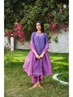 KAVANA - Women Embroidered Purple Angoori Kurta with Pant