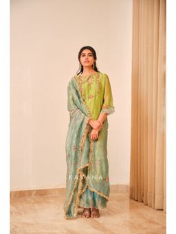 KAVANA - Women Floral Emerald Bloom Kurta and Palazzo