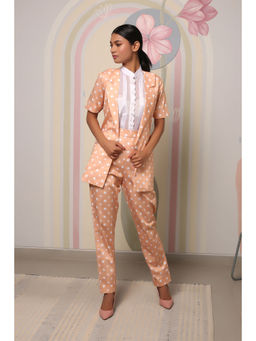 Moonstruck - Orange Notch Collar Blazer with Scallop Shirt Paired Pants (Set of 3)