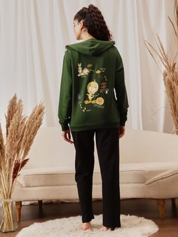 Clovia - Women Terry Cotton Sweatshirt With Hoodie And Pyjama