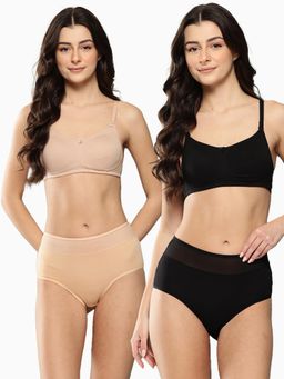 Leading Lady - Womens Solid Non Padded Bra With Panty Multi-Color (Pack of 2)