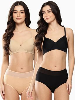 Leading Lady - Womens Solid Lightly Padded Bra With Panty Multi-Color (Pack of 2)