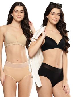 Leading Lady - Womens Solid Lightly Padded Bra With Panty Multi-Color (Pack of 2)