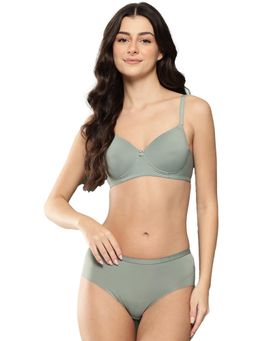 Leading Lady - Womens Solid Lightly Padded Non Wired Bra With Panty Olive