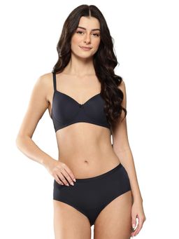 Leading Lady - Womens Solid Lightly Padded Non Wired Bra With Panty Navy Blue