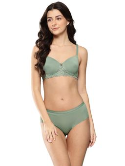 Leading Lady - Womens Solid Lightly Padded Non Wired Bra With Panty Olive
