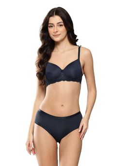 Leading Lady - Womens Solid Lightly Padded Non Wired Bra With Panty Navy Blue