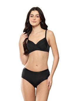 Leading Lady - Womens Solid Lightly Padded Non Wired Bra With Panty Black