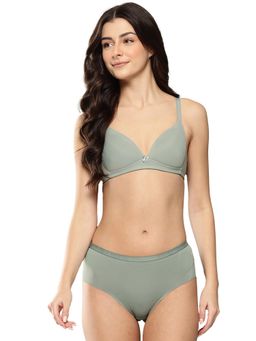 Leading Lady - Womens Solid Lightly Padded Non Wired Bra With Panty Olive