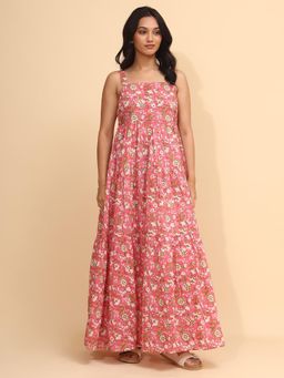 YELLOW BLOOM - Long Dress With Delicate Floral Motifs Gulbagh