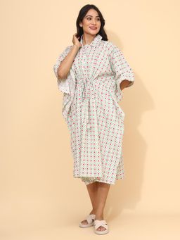 YELLOW BLOOM - Floral Mosaic Printed Short Kaftan Coral Mosaic