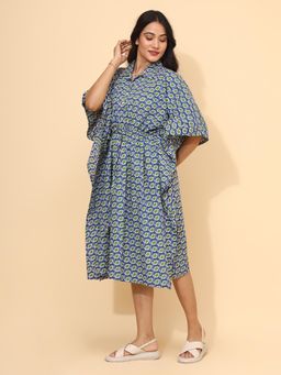 YELLOW BLOOM - Swan-Printed Short-Length Kaftan Swan Bloom