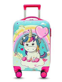 Junior Joe - Abs Plastic Kids 20-Inch Trolley Bag Lightweight Hard Shell, 360Degree Wheels Blue