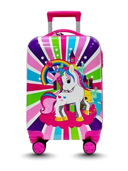Junior Joe - Abs Plastic Kids 20-Inch Trolley Bag Lightweight Hard Shell, 360Degree Wheels Pink