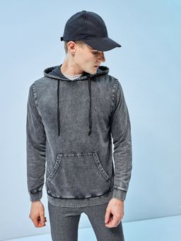 Bewakoof - Men's Grey Acid Wash Hoodies
