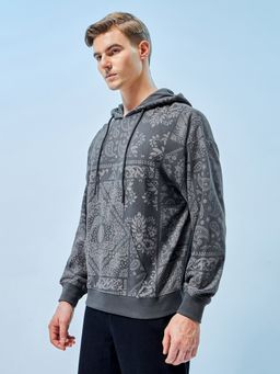 Bewakoof - Men's Grey Bandana Graphic Printed Oversized Hoodies