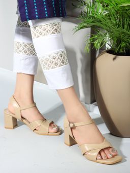Iconics - Beige Buckle Party Women Sandals