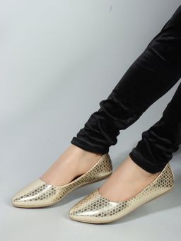 Iconics - Gold Slip-On Party Women Ballerinas
