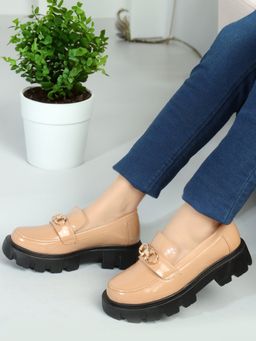 Iconics - Beige Slip-On Party Women Loafers