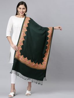 Pashmoda - Women Green Aari Embroidered Shawl