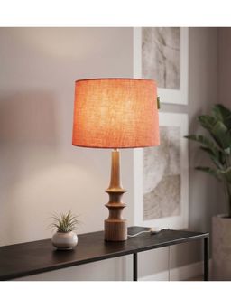 Freedom Tree - Turned Handcrafted Wood Table Lamp in Red Drum Shade