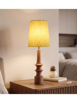 Freedom Tree - Turned Handcrafted Wood Table Lamp In Citron Green Taper Shade